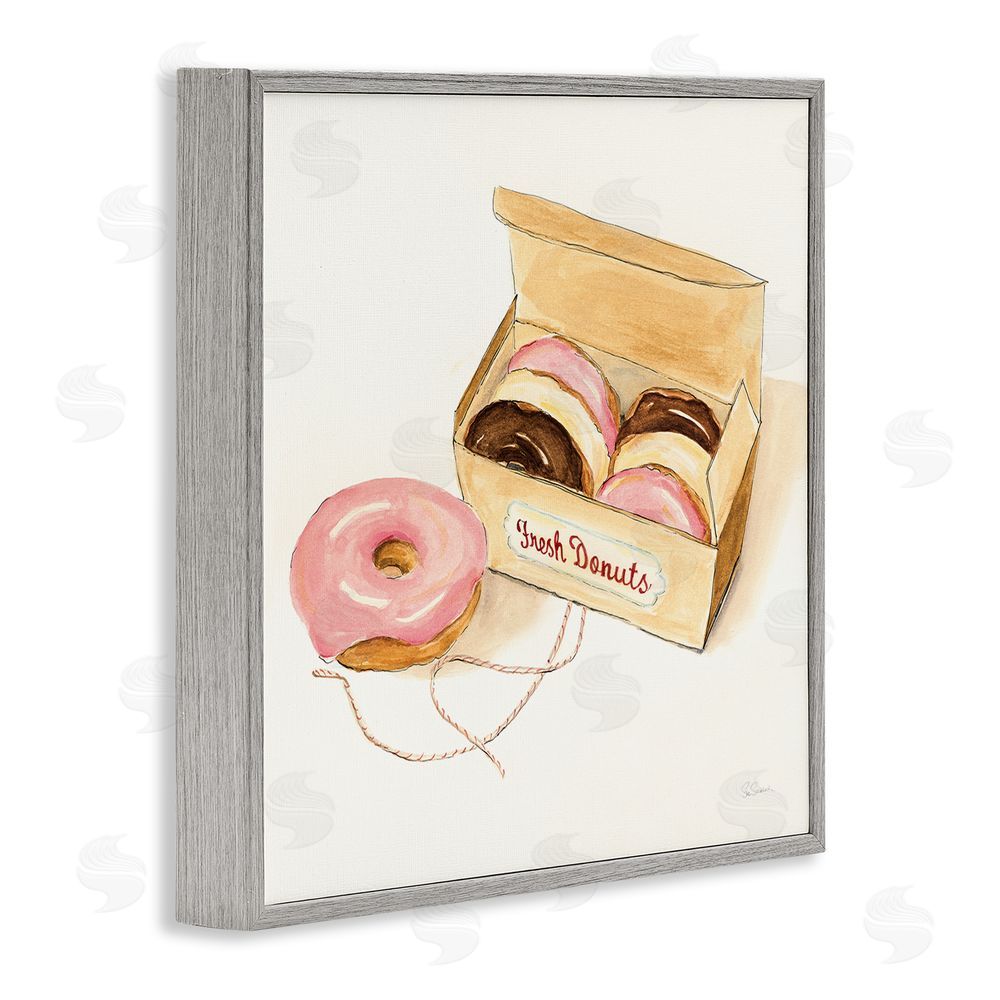 Sue Schlabach Box of Fresh Donuts Gray Framed Giclee Wall Art Print