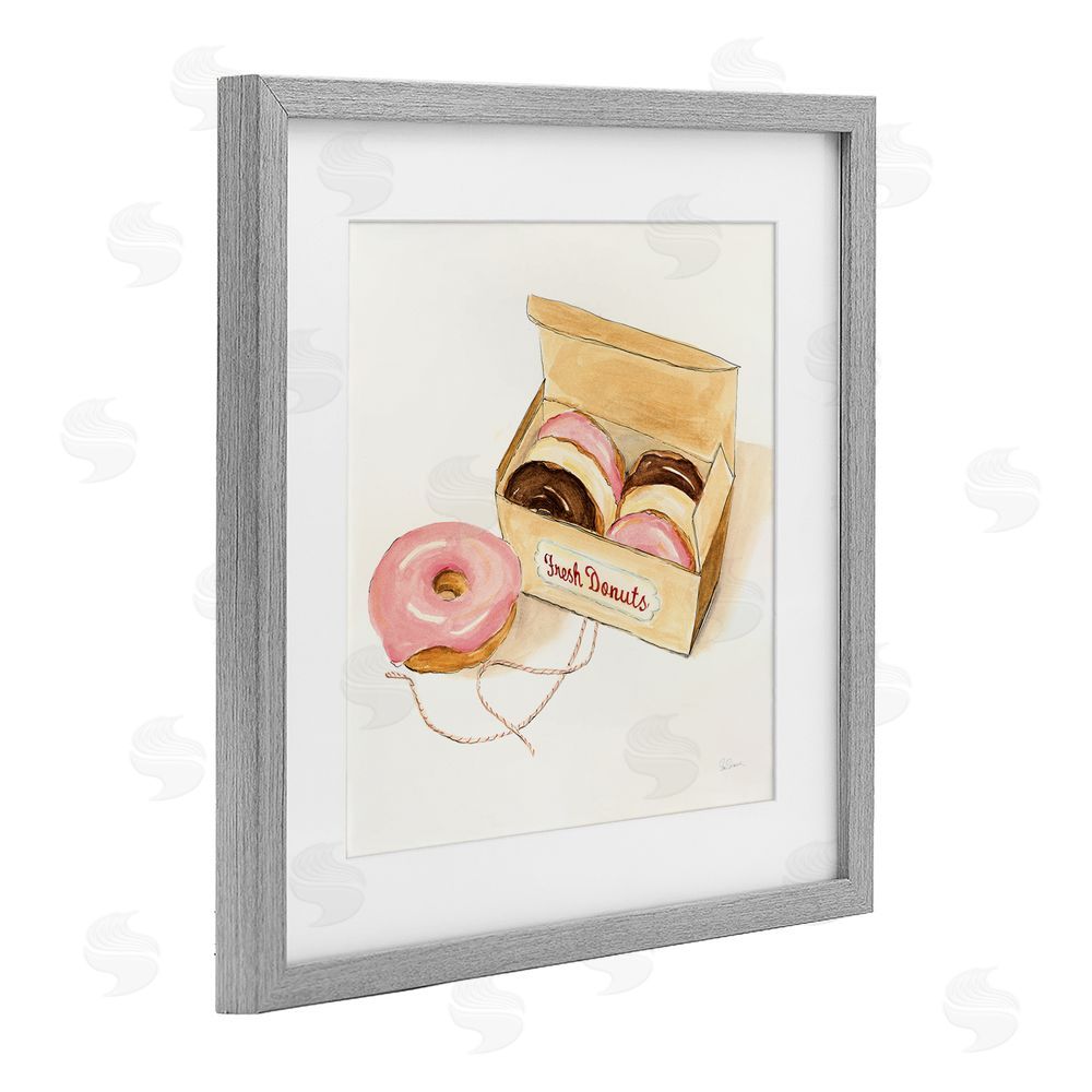 Sue Schlabach Box of Fresh Donuts Gray Framed Print Under Glass Wall Art
