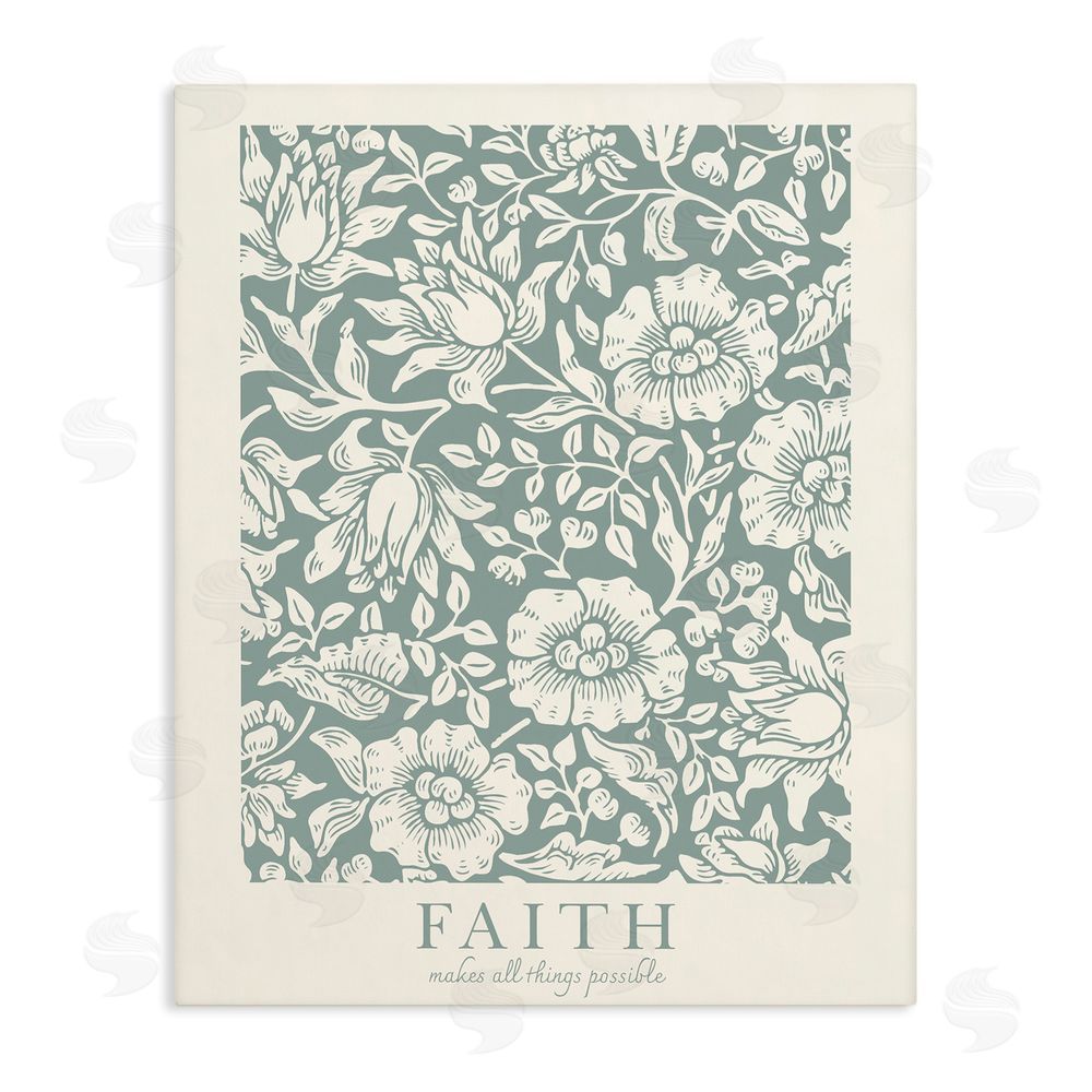 Wild Apple Portfolio Faith Quote with Floral Pattern Stretched Canvas Wall Art