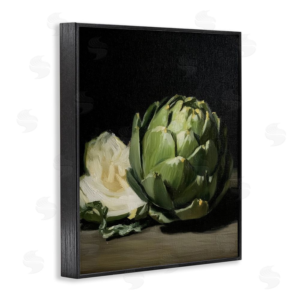 Paula Freeman Classic Green Artichoke Still Life Black Framed Giclee Wall Art Print