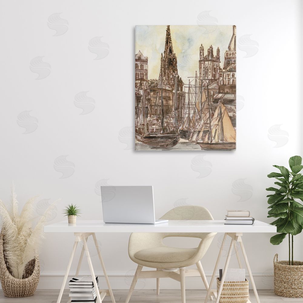 Melissa Wang Salted Remnants Harbor Stretched Canvas Wall Art in Room