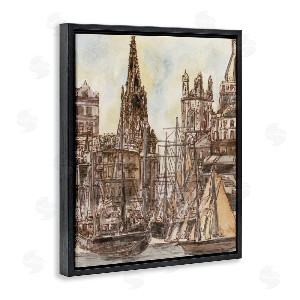 Melissa Wang Salted Remnants Harbor Black Floating Frame Canvas Wall Art Print
