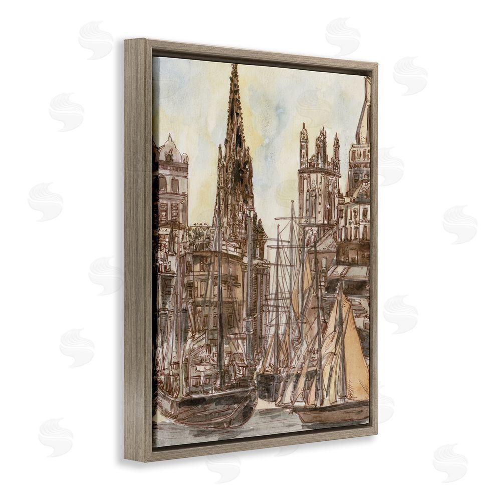 Melissa Wang Salted Remnants Harbor Brown Floating Frame Canvas Wall Art Print