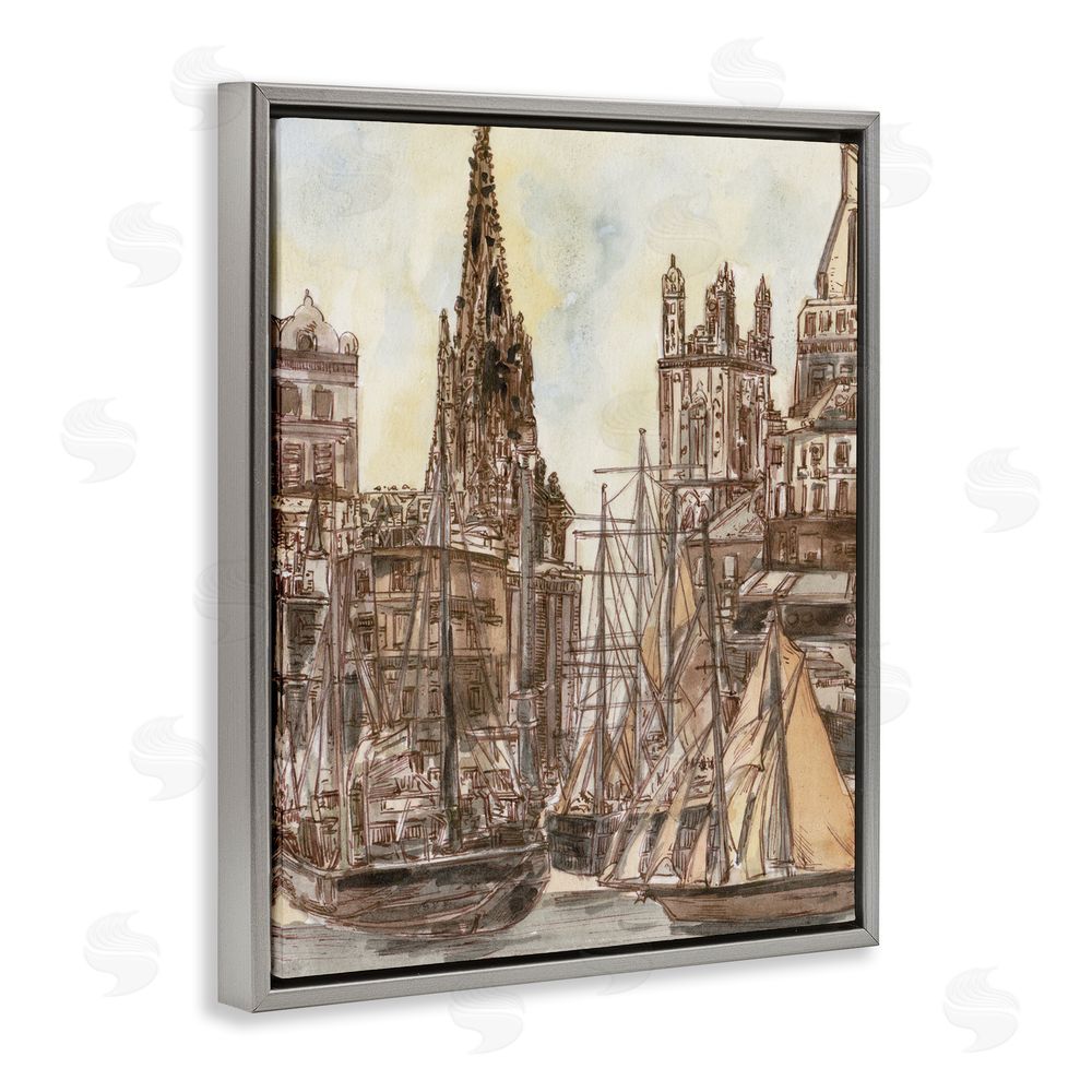 Melissa Wang Salted Remnants Harbor Gray Floating Frame Canvas Wall Art Print