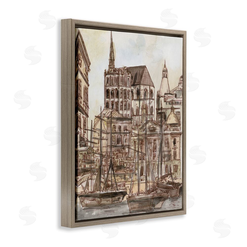 Melissa Wang Harbor of Salted Remnants Brown Floating Frame Canvas Wall Art Print