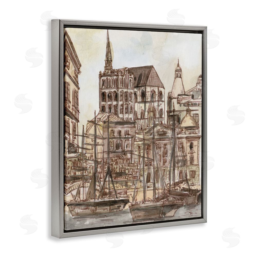 Melissa Wang Harbor of Salted Remnants Gray Floating Frame Canvas Wall Art Print