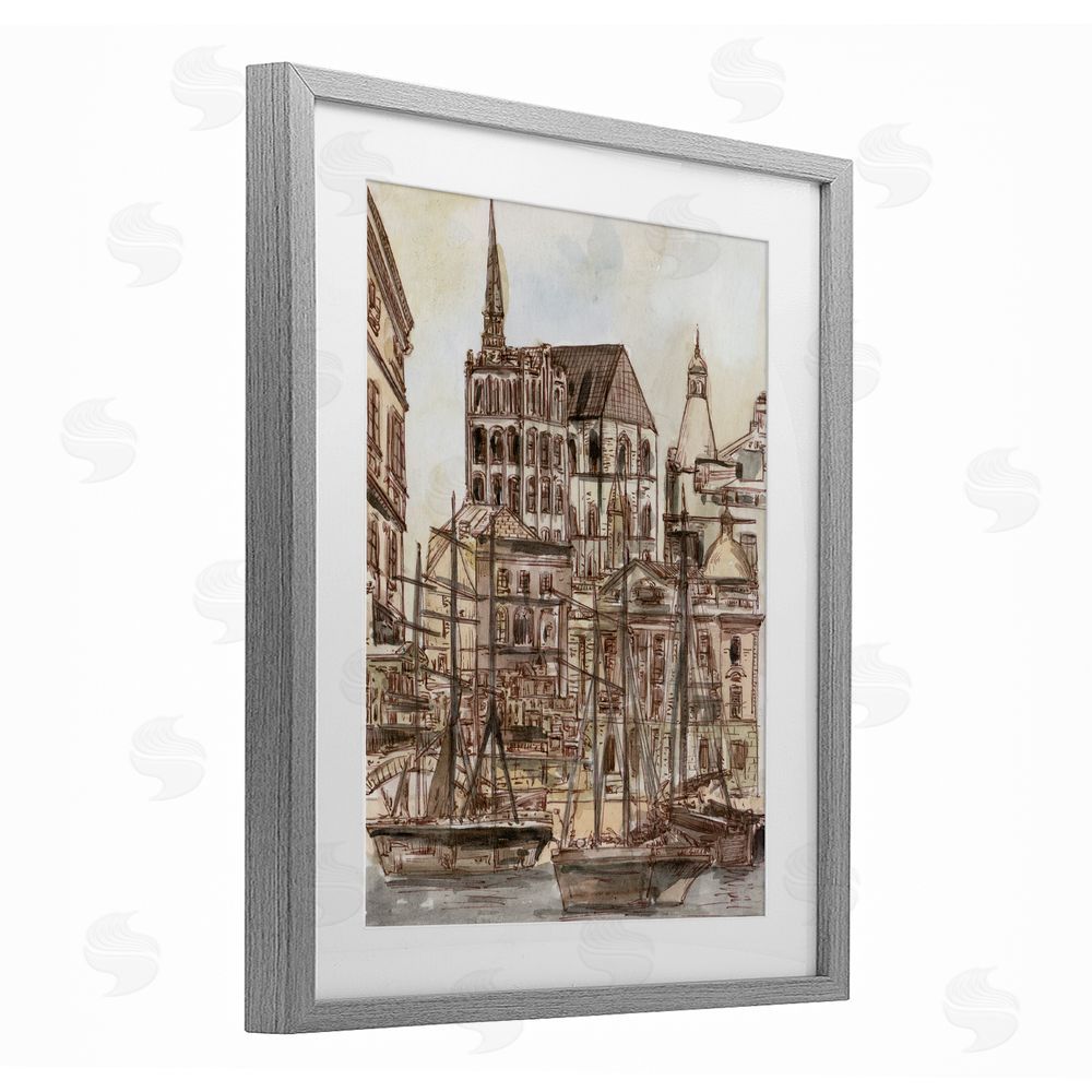 Melissa Wang Harbor of Salted Remnants Gray Framed Print Under Glass Wall Art