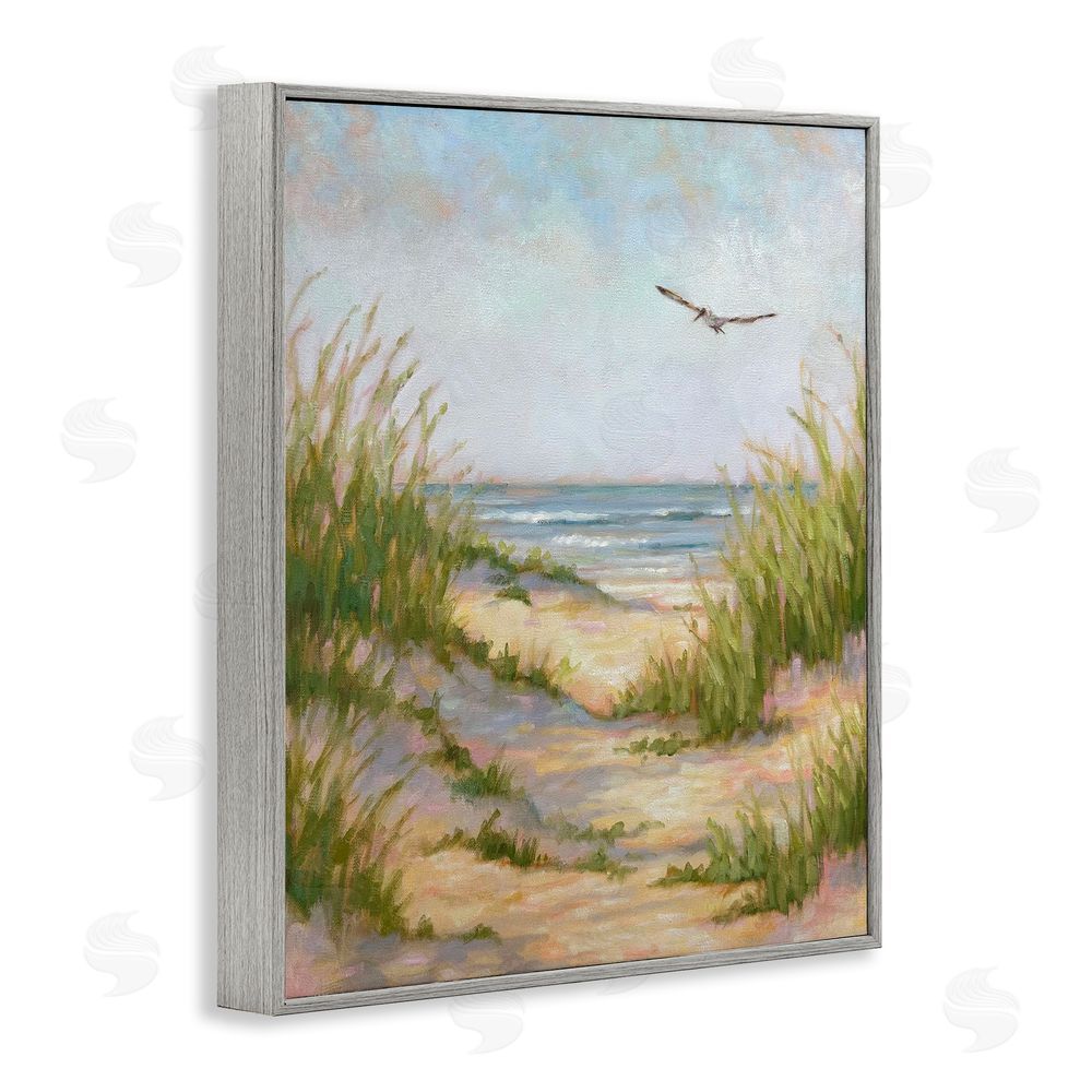 Linda Sperruzzi Peaceful Beach Sand Dunes Gray Framed Giclee Wall Art Print