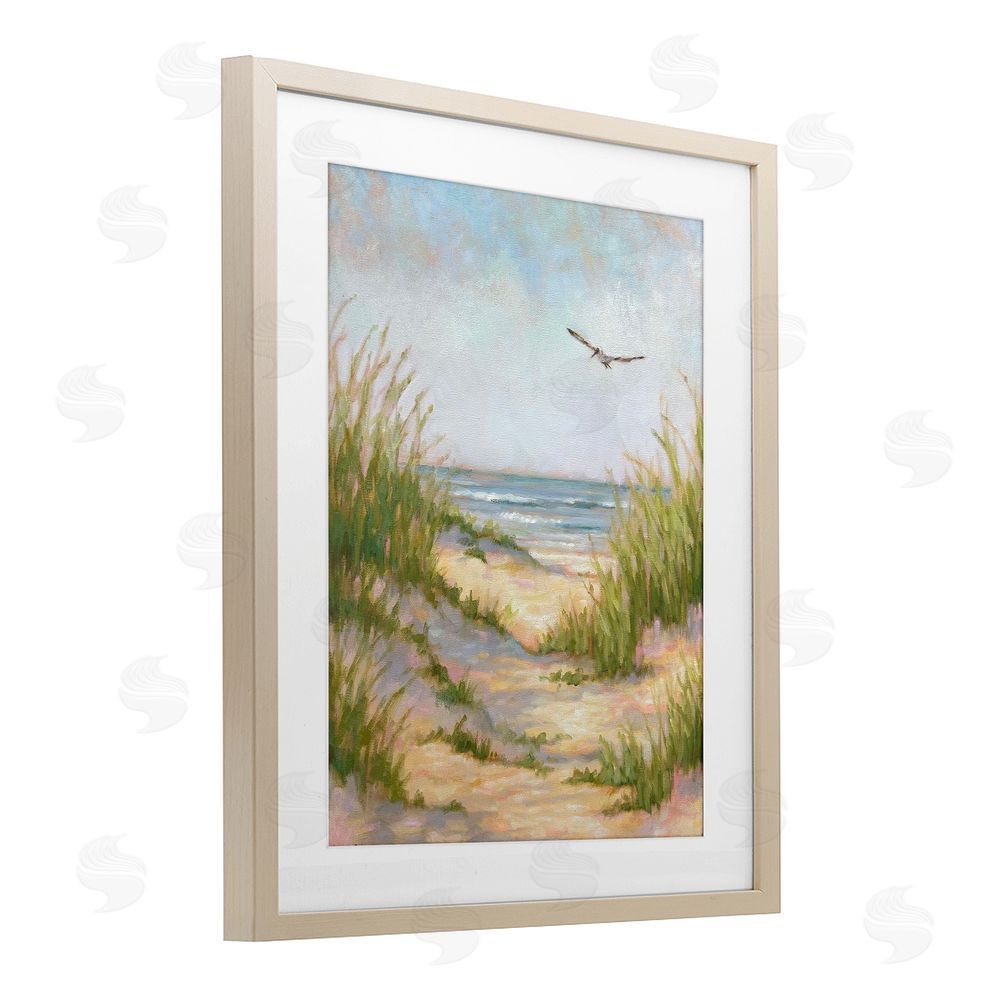 Linda Sperruzzi Peaceful Beach Sand Dunes Brown Framed Print Under Glass Wall Art