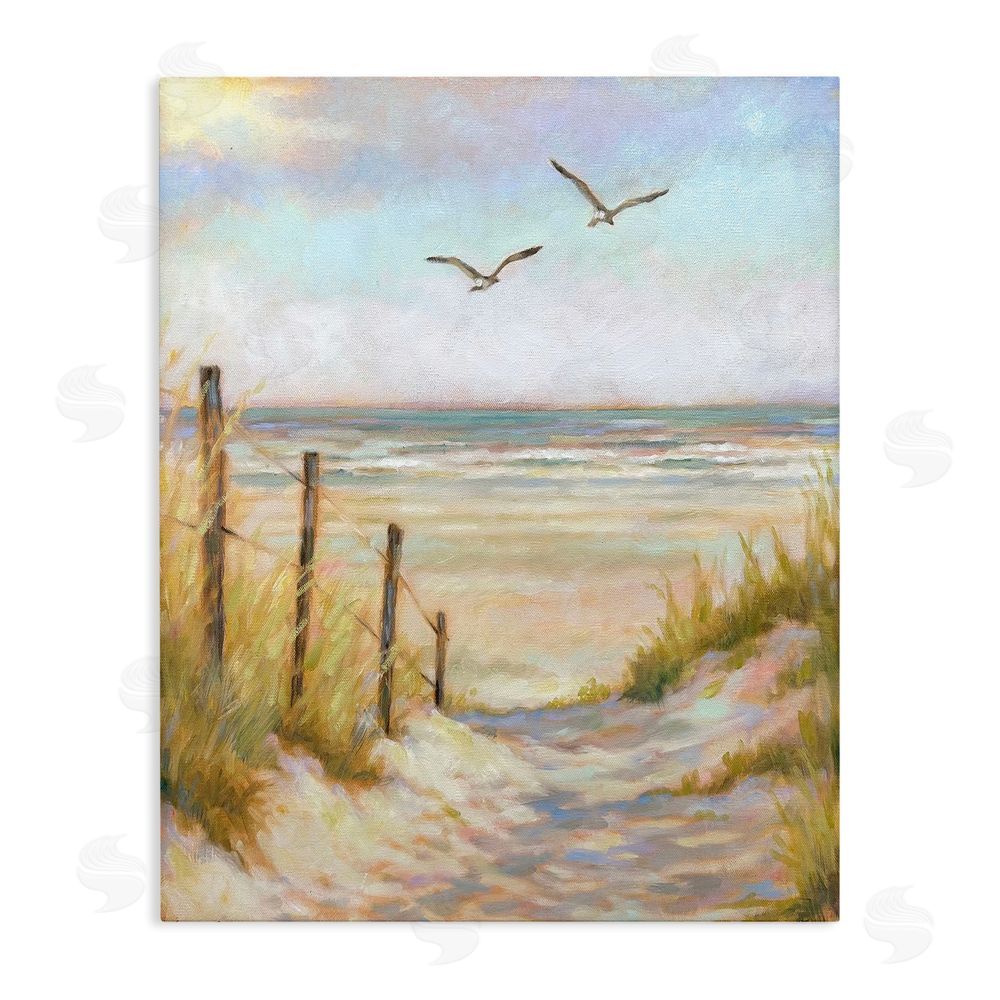 Linda Sperruzzi Tranquility Beach Coastal Path Stretched Canvas Wall Art Print