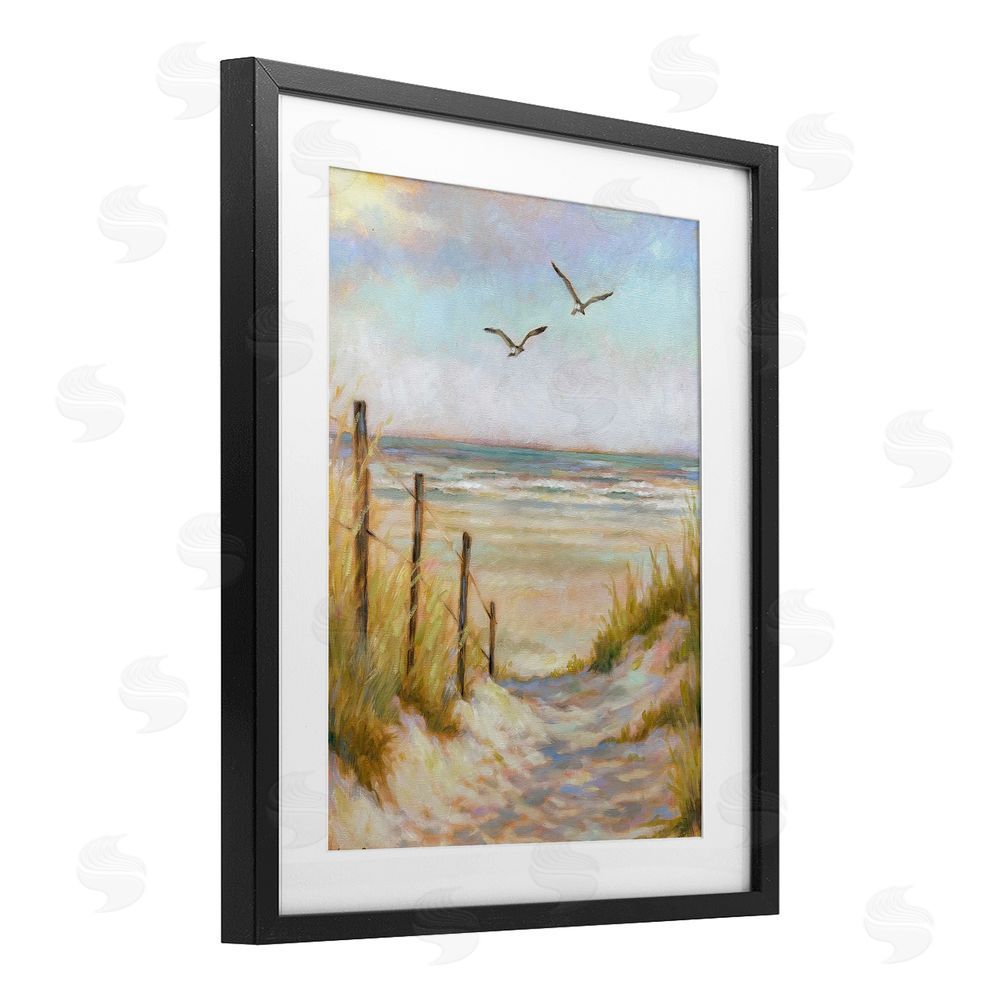 Linda Sperruzzi Tranquility Beach Coastal Path Black Framed Print Under Glass Wall Art