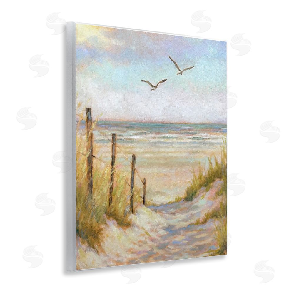 Linda Sperruzzi Tranquility Beach Coastal Path Wooden Wall Plaque Art Print