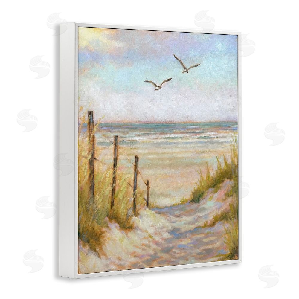 Linda Sperruzzi Tranquility Beach Coastal Path White Framed Giclee Wall Art Print