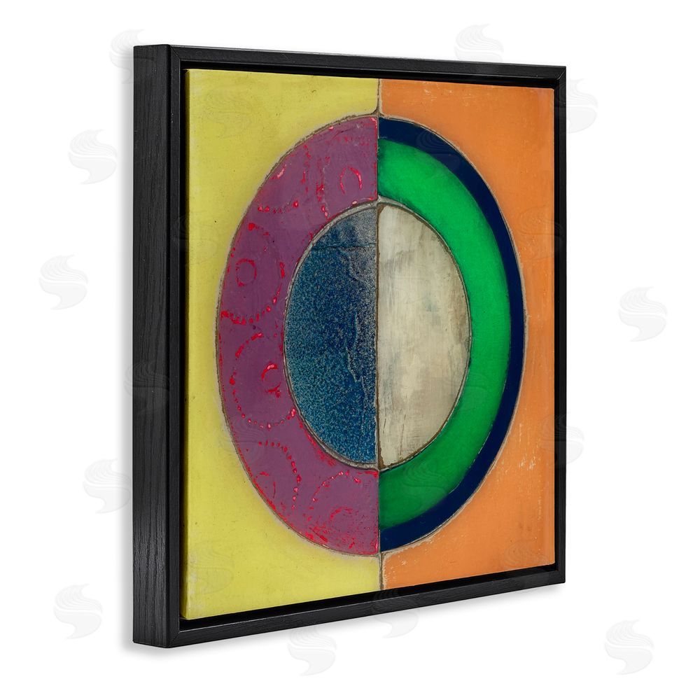 Matthew Finger Muted Round Color Black Black Floating Frame Canvas Wall Art Print