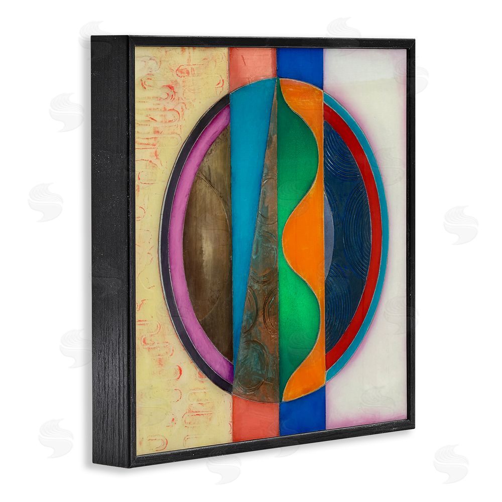 Matthew Finger Circle with Intersecting Waves Black Framed Giclee Wall Art Print