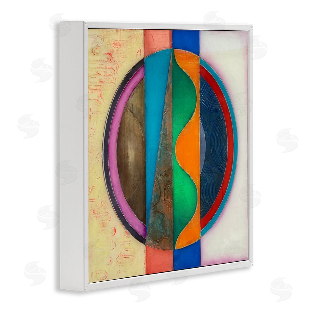 Matthew Finger Circle with Intersecting Waves White Framed Giclee Wall Art Print