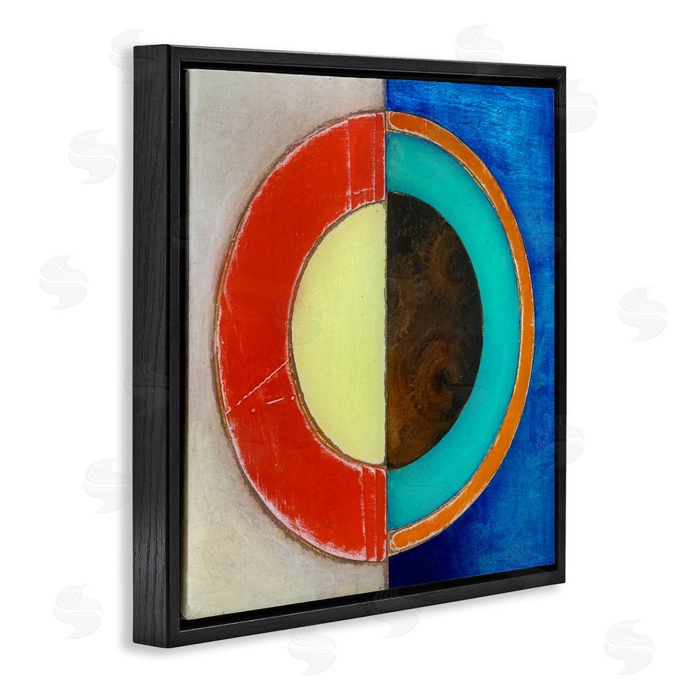 Matthew Finger Round Structured Color Block Black Floating Frame Canvas Wall Art Print