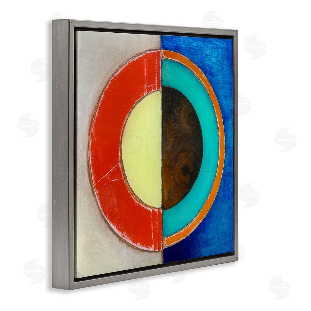 Matthew Finger Round Structured Color Block Gray Floating Frame Canvas Wall Art Print