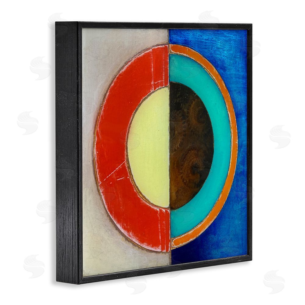 Matthew Finger Round Structured Color Block Black Framed Giclee Wall Art Print