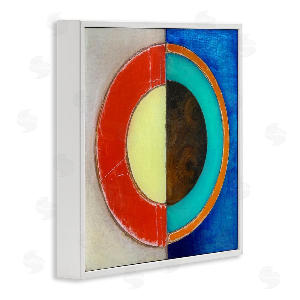 Matthew Finger Round Structured Color Block White Framed Giclee Wall Art Print