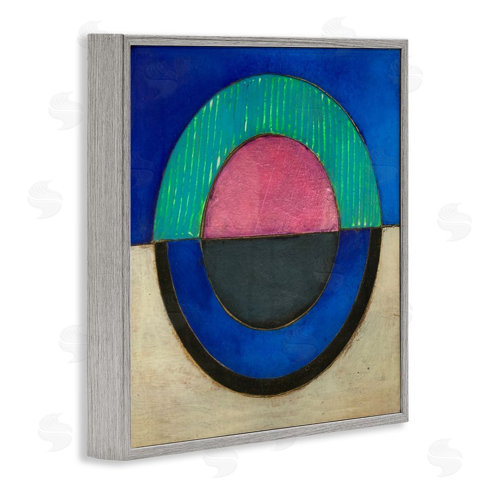 Matthew Finger Blue Toned Distressed Circle Gray Framed Giclee Wall Art Print