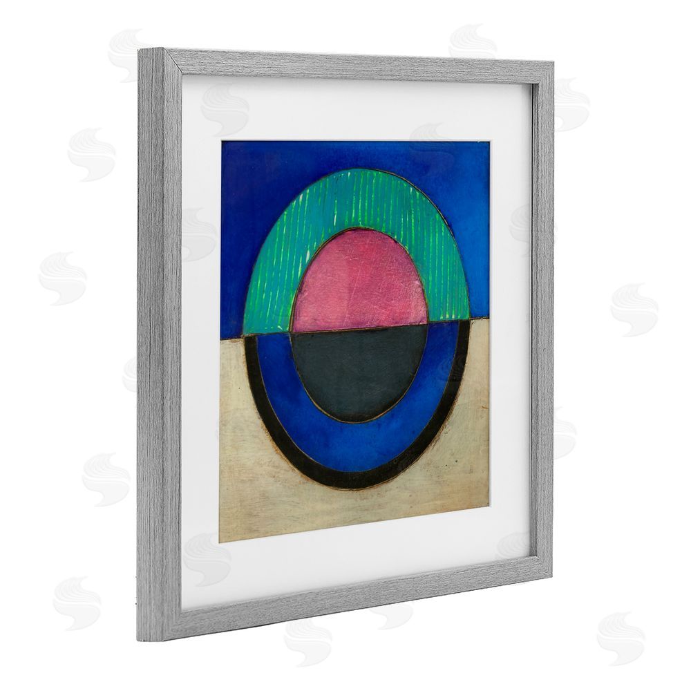 Matthew Finger Blue Toned Distressed Circle Gray Framed Print Under Glass Wall Art