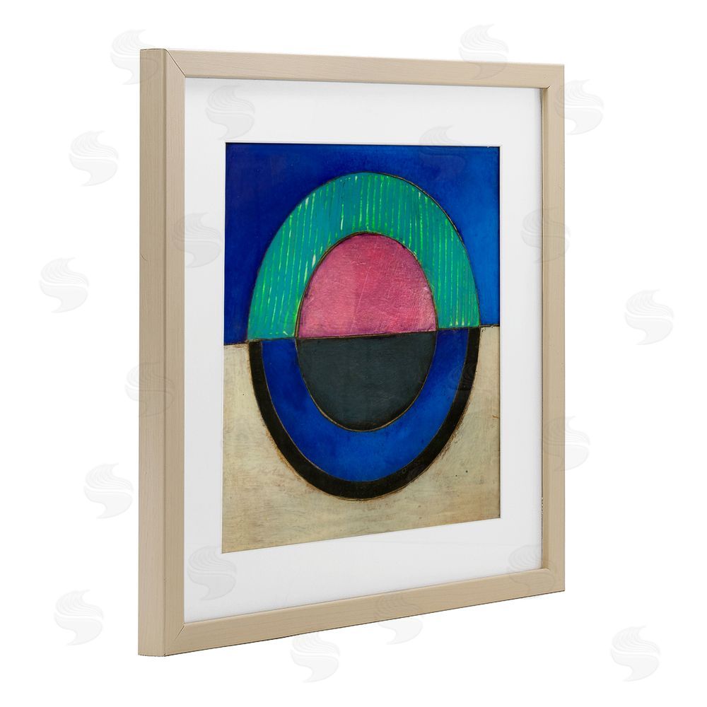 Matthew Finger Blue Toned Distressed Circle Birch Framed Print Under Glass Wall Art