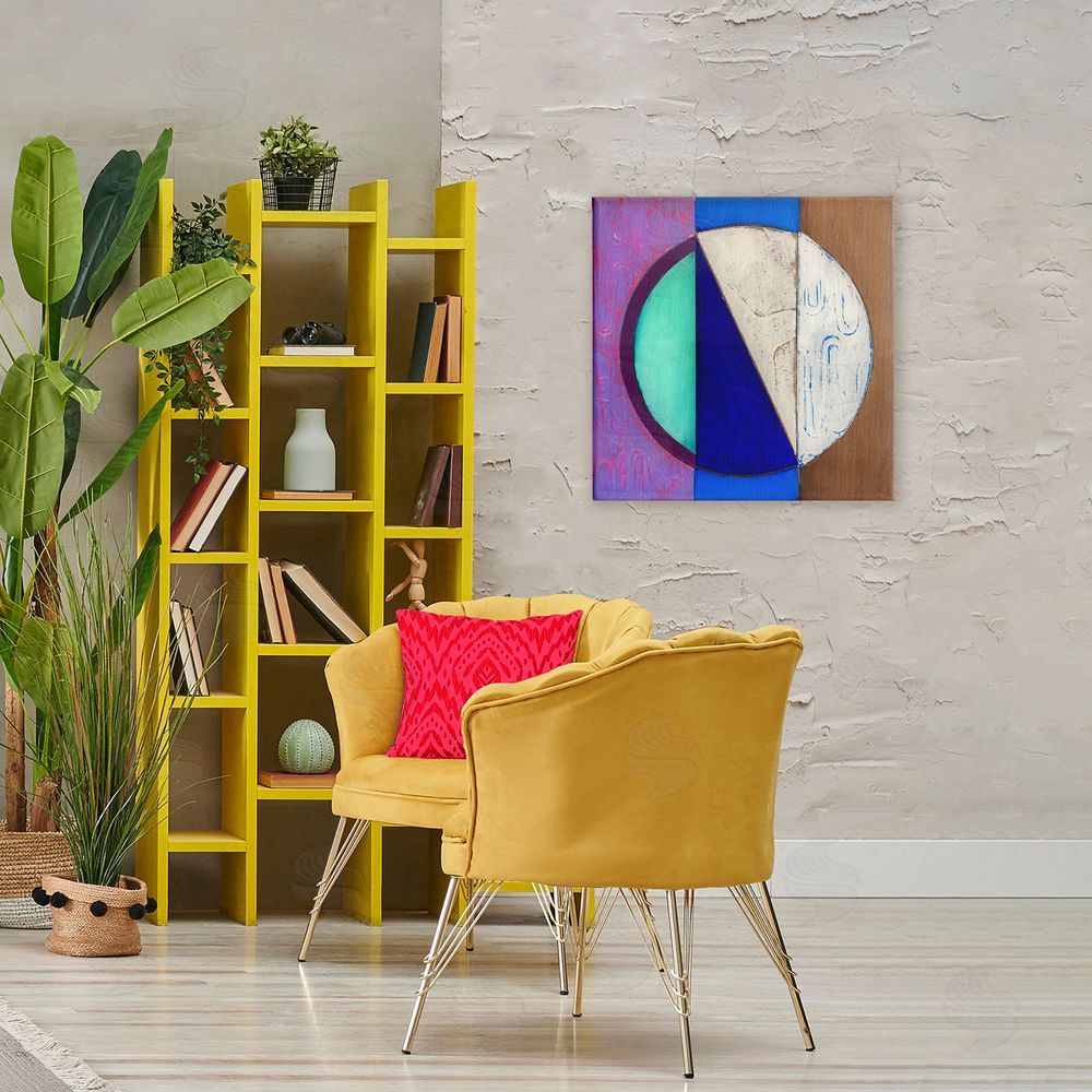 Matthew Finger Structured Blue & Purple Circle Stretched Canvas Wall Art in Room