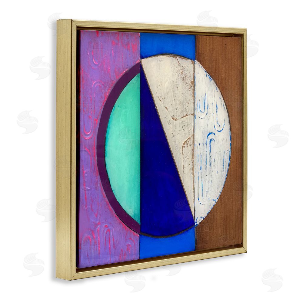 Matthew Finger Structured Blue & Purple Circle Gold Floating Frame Canvas Wall Art Print