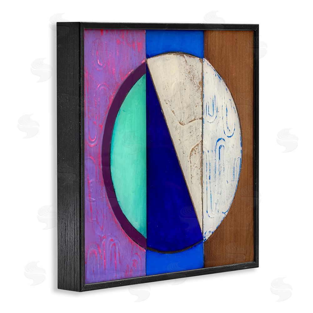 Matthew Finger Structured Blue & Purple Circle Black Framed Giclee Wall Art Print