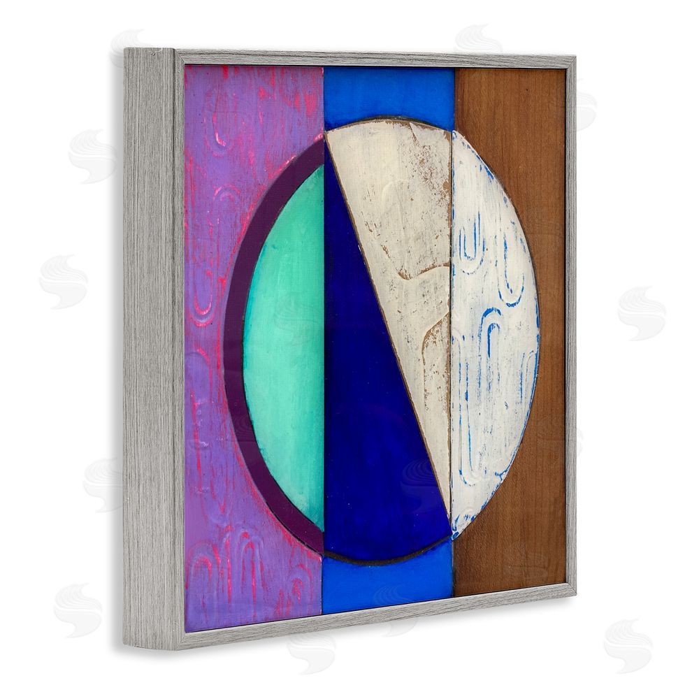 Matthew Finger Structured Blue & Purple Circle Gray Framed Giclee Wall Art Print
