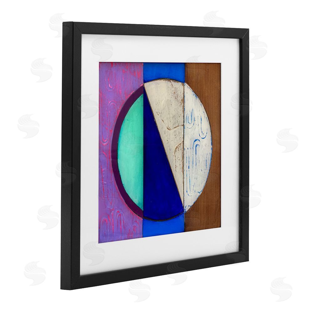 Matthew Finger Structured Blue & Purple Circle Black Framed Print Under Glass Wall Art