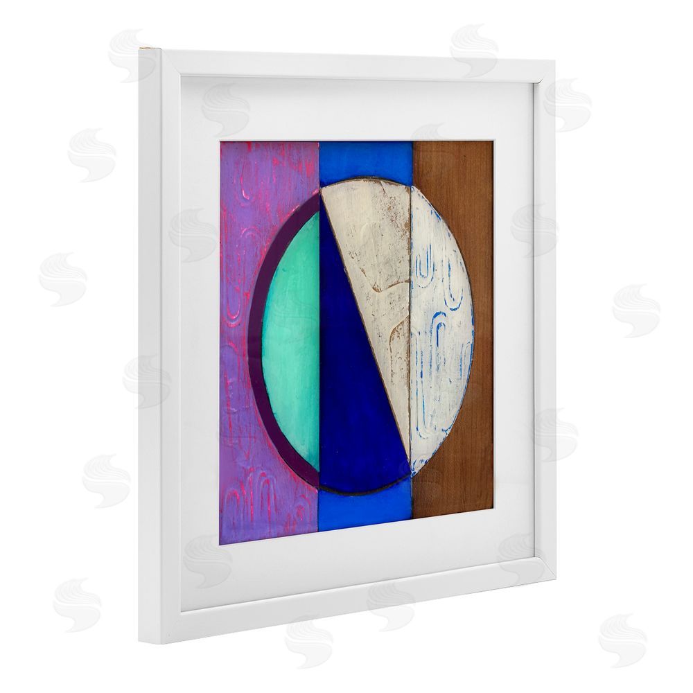Matthew Finger Structured Blue & Purple Circle White Framed Print Under Glass Wall Art