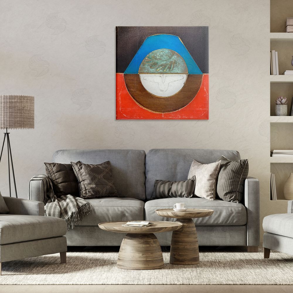 Matthew Finger Round Rustic Symmetry Stretched Canvas Wall Art in Room
