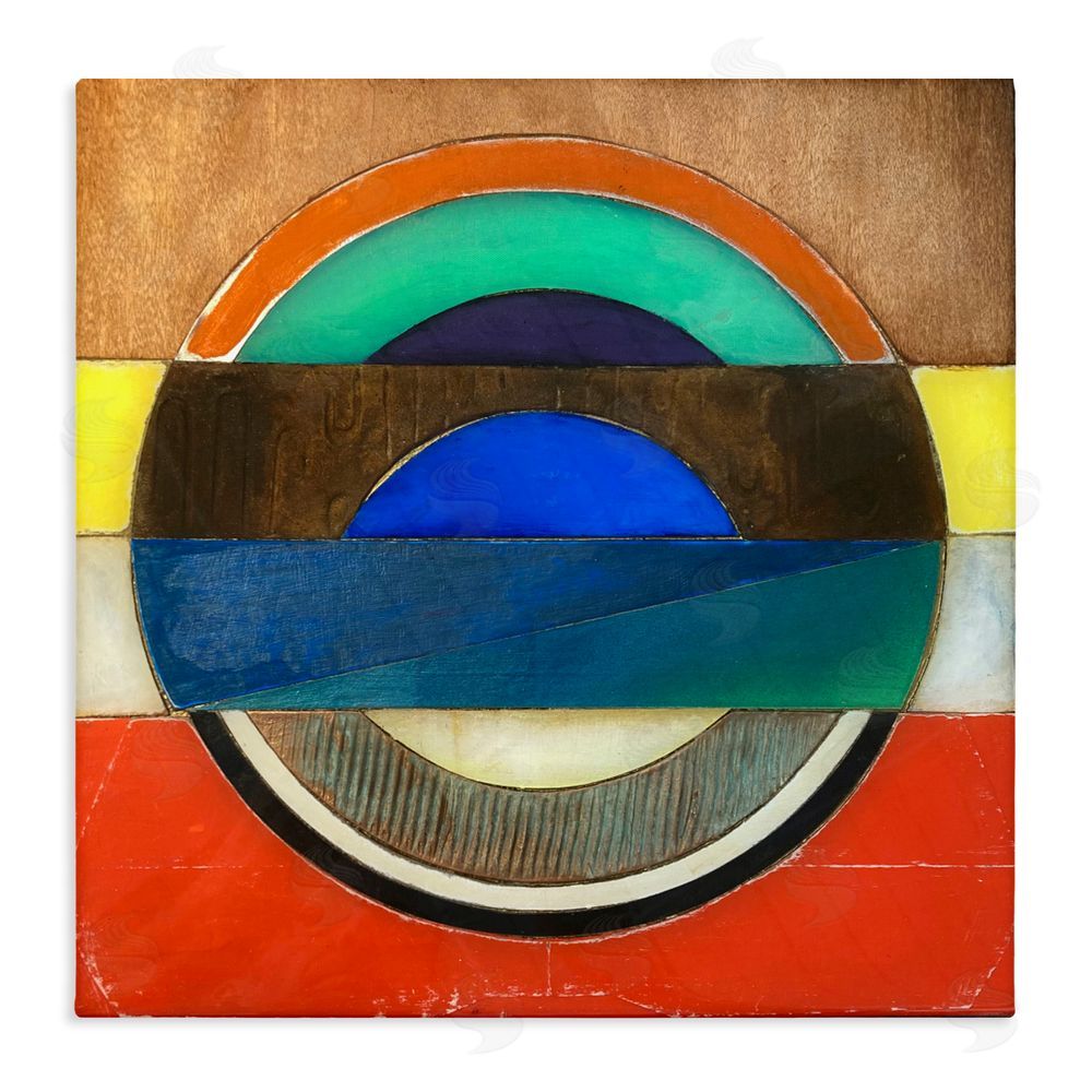 Matthew Finger Bisected Circle Structure Stretched Canvas Wall Art