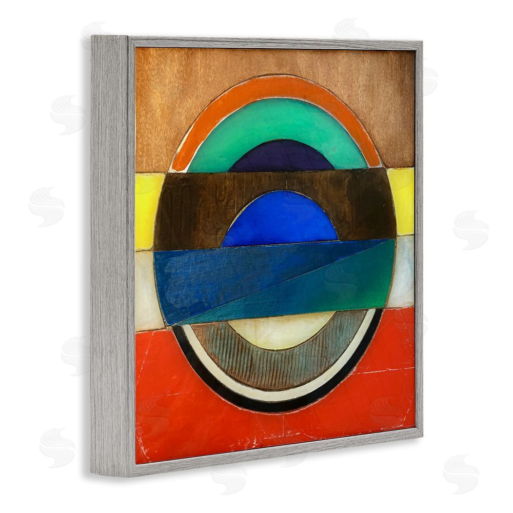 Matthew Finger Bisected Circle Structure Gray Framed Giclee Wall Art Print