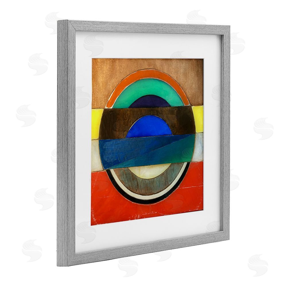 Matthew Finger Bisected Circle Structure Gray Framed Print Under Glass Wall Art