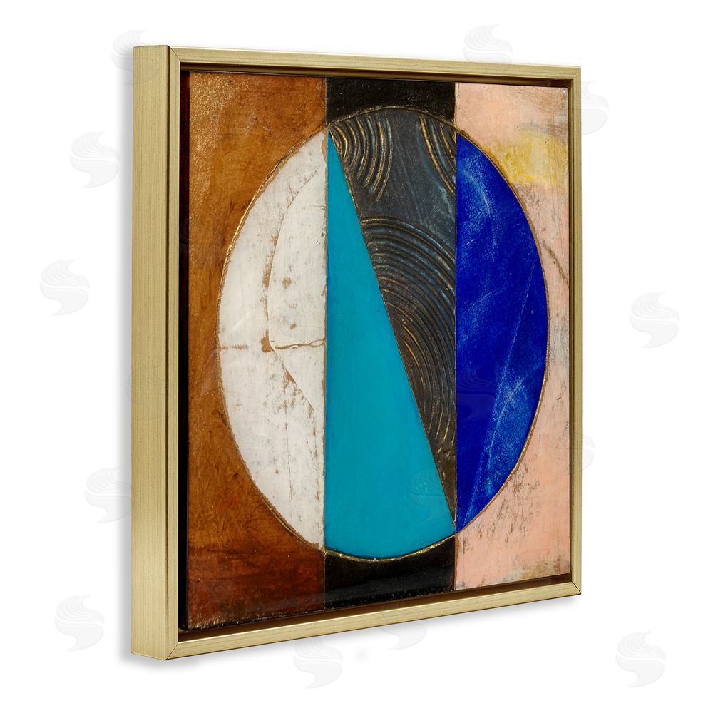 Matthew Finger Structured Circle Abstraction Gold Floating Frame Canvas Wall Art Print