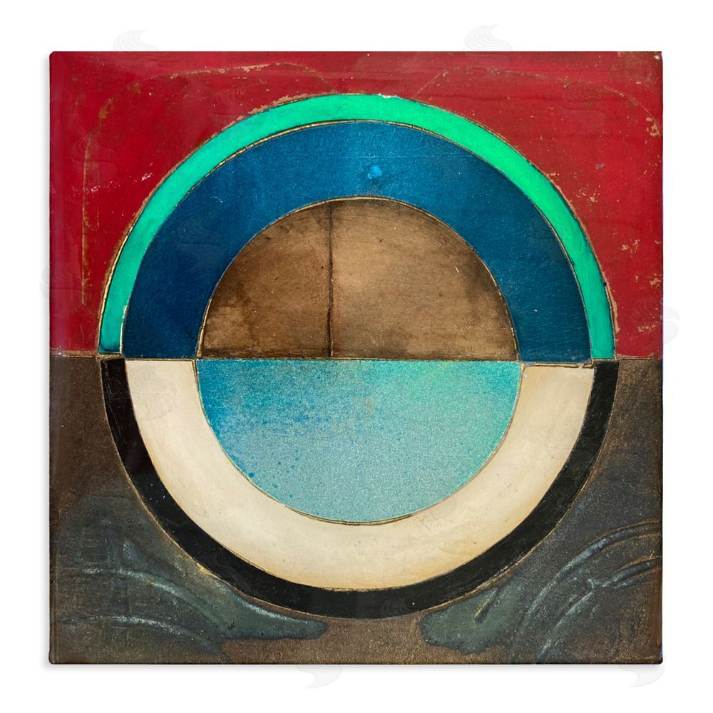 Matthew Finger Round Distressed Circle Stretched Canvas Wall Art Print