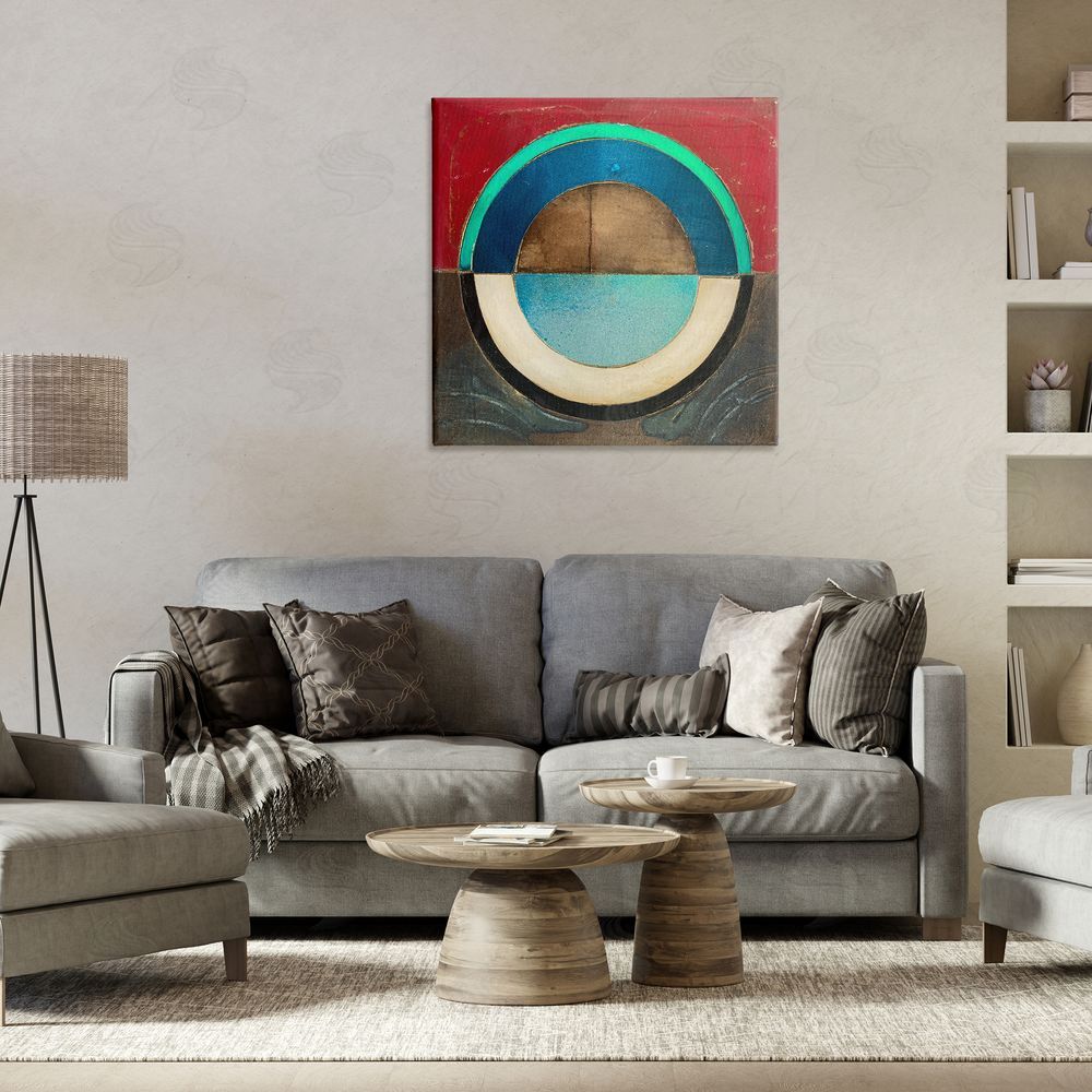 Matthew Finger Round Distressed Circle Stretched Canvas Wall Art in Room