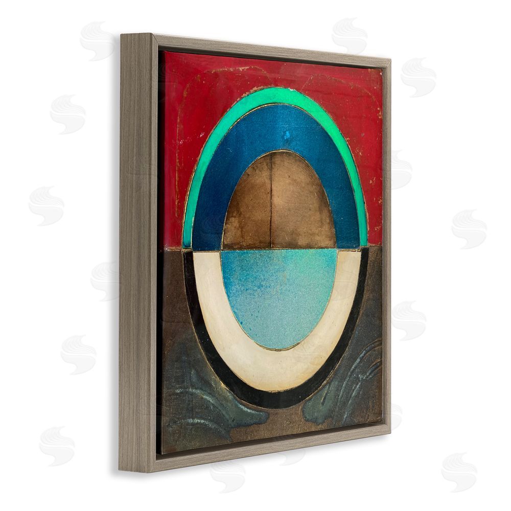 Matthew Finger Round Distressed Circle Brown Floating Frame Canvas Wall Art Print
