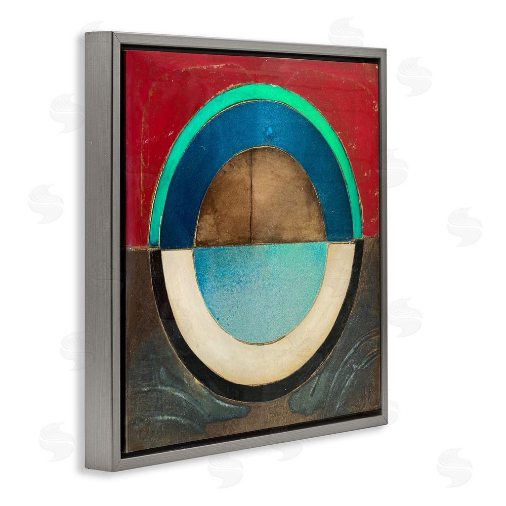 Matthew Finger Round Distressed Circle Gray Floating Frame Canvas Wall Art Print