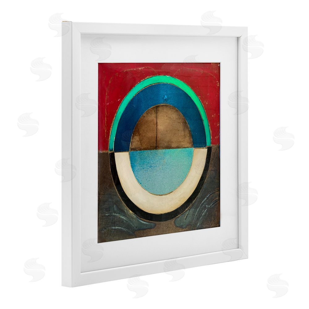 Matthew Finger Round Distressed Circle White Framed Print Under Glass Wall Art