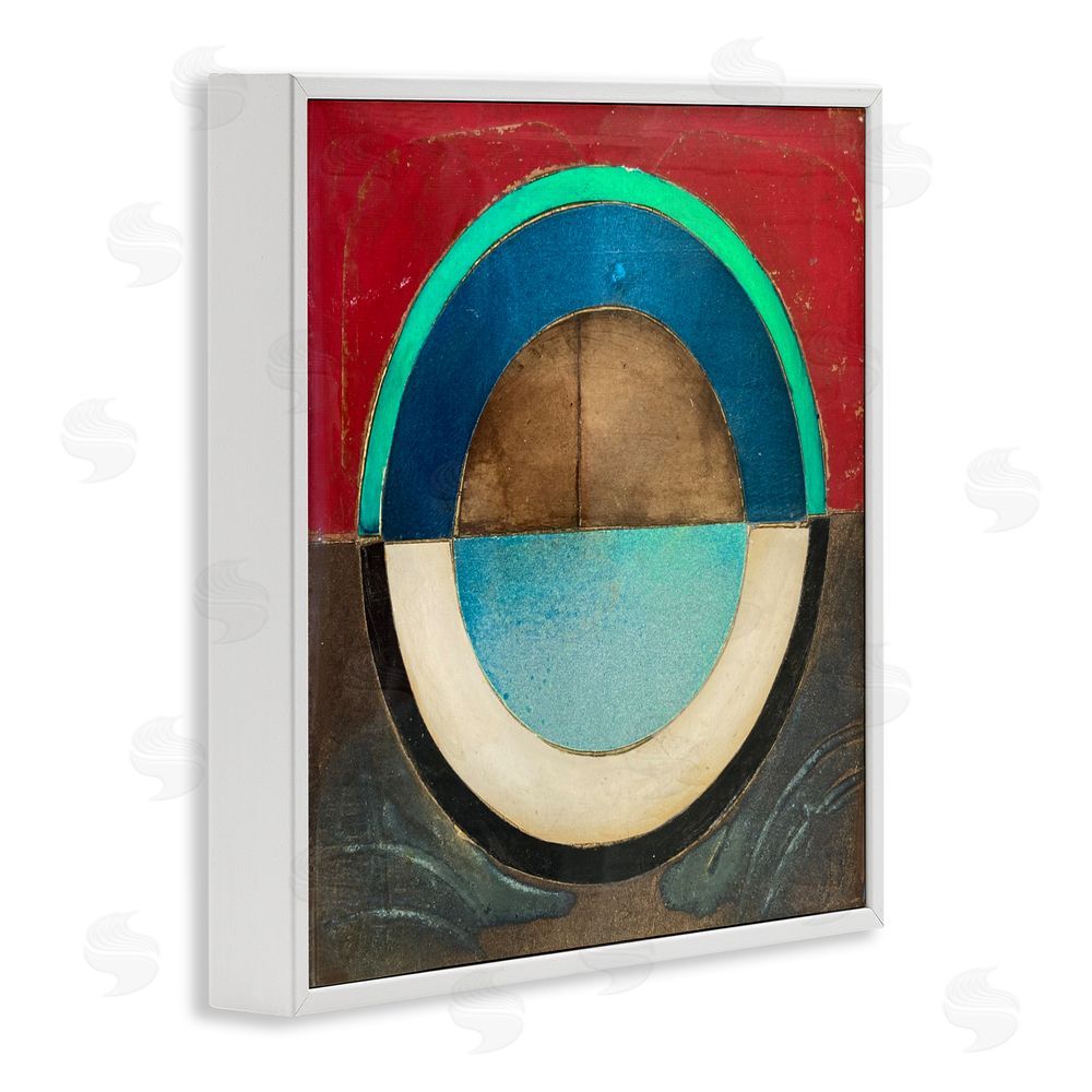 Matthew Finger Round Distressed Circle White Framed Giclee Wall Art Print