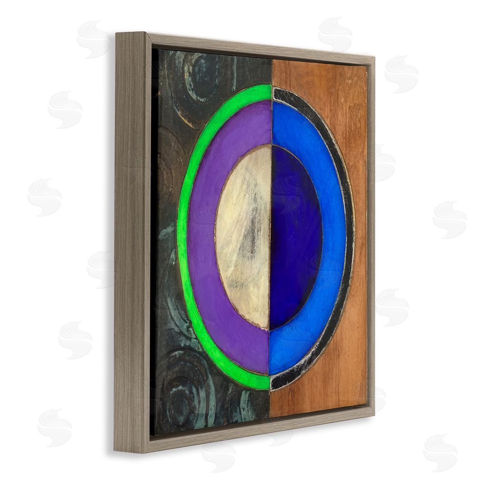 Matthew Finger Rustic Circular Balance Brown Floating Frame Canvas Wall Art Print