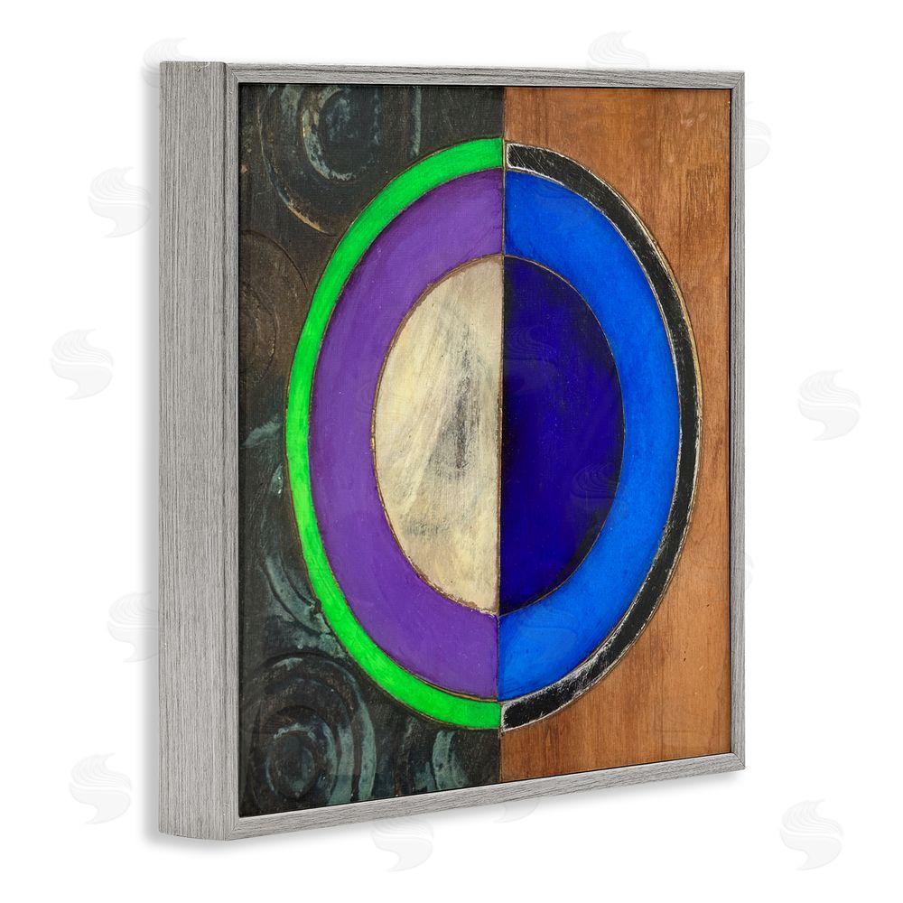 Matthew Finger Rustic Circular Balance Gray Framed Giclee Wall Art Print
