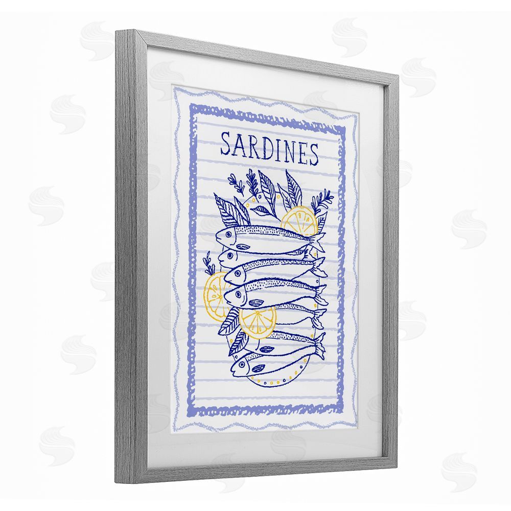 Creative Studio Sardines Pile with Lemons Gray Framed Print Under Glass Wall Art
