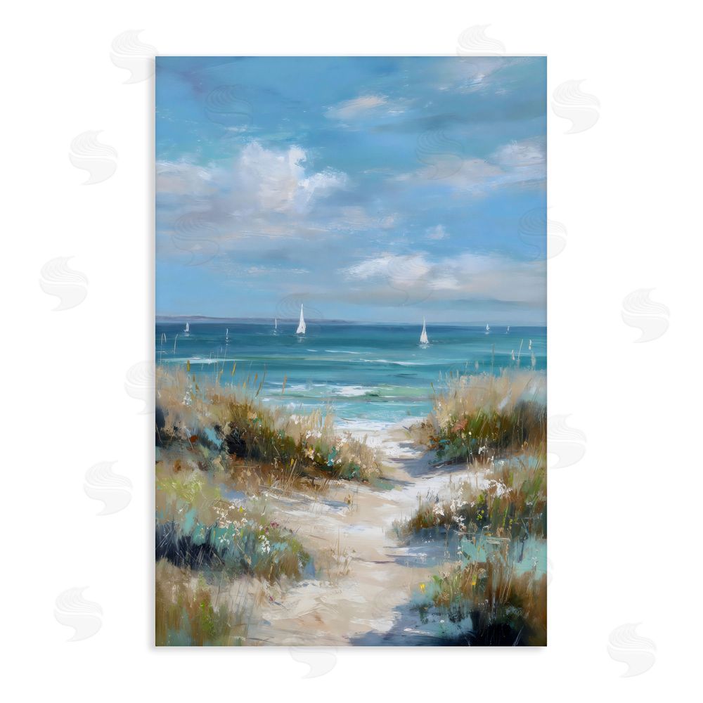 Petal Prints Design Sailboat Path Impression Stretched Canvas Wall Art Print