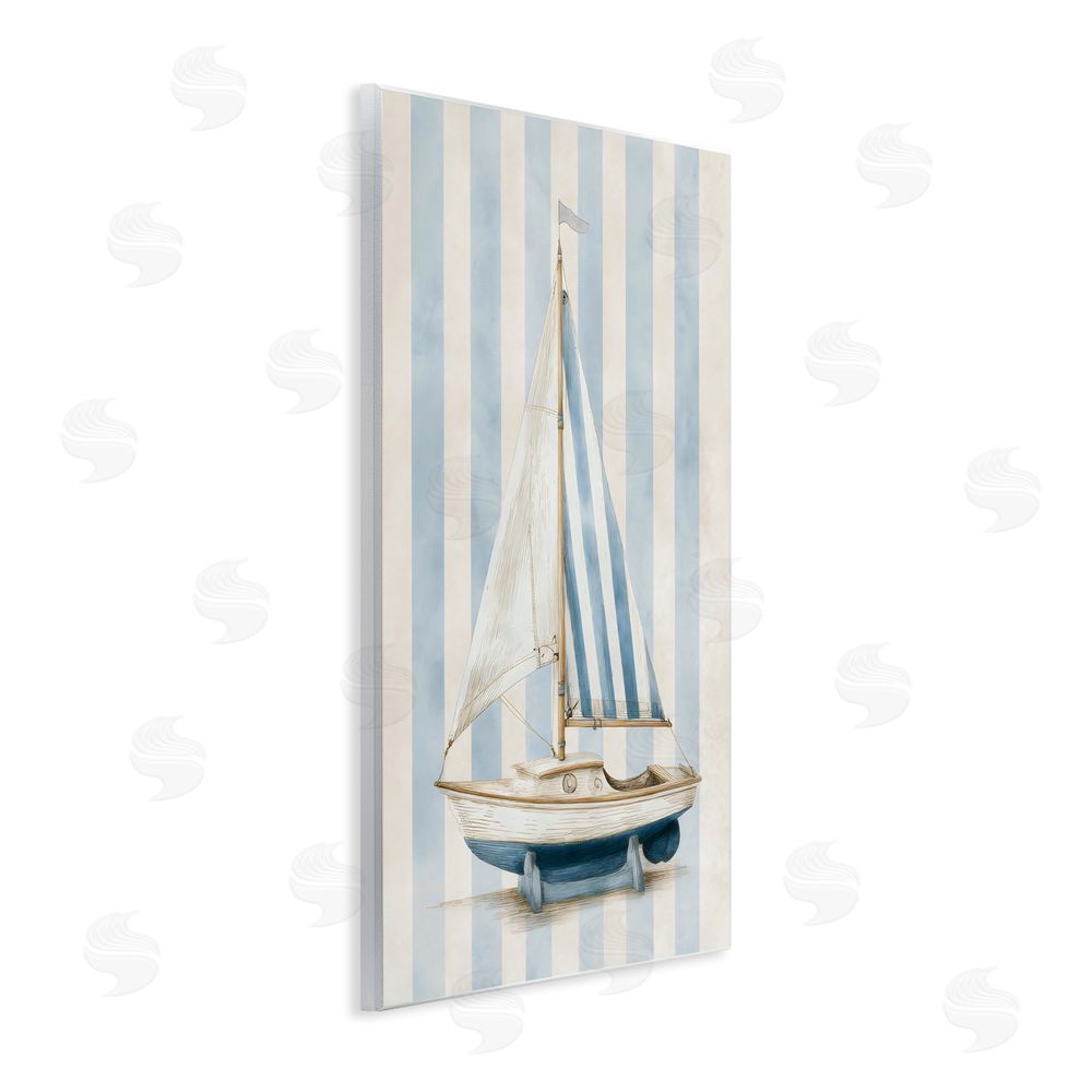Petal Prints Design Seaside Stripes Sailboat Wall Plaque Printed Art