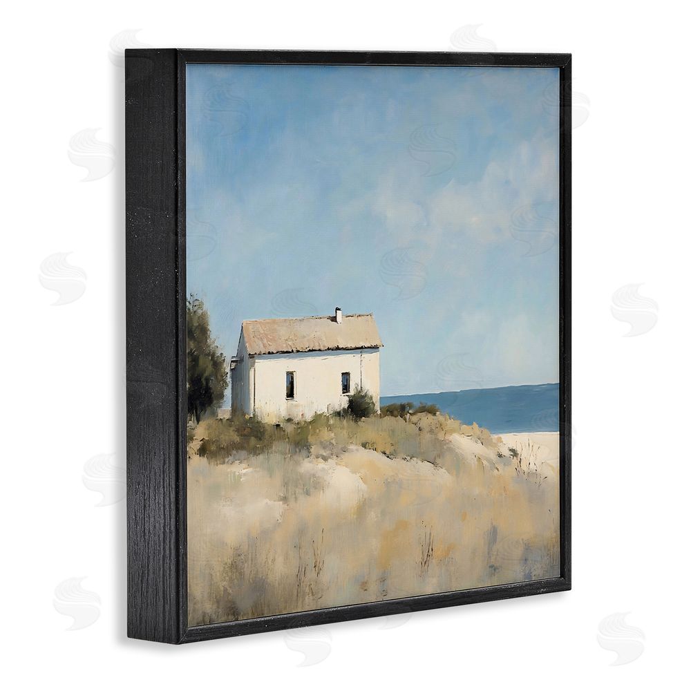 Creative Studio Simple Beach House on Dunes Black Framed Giclee Wall Art Print